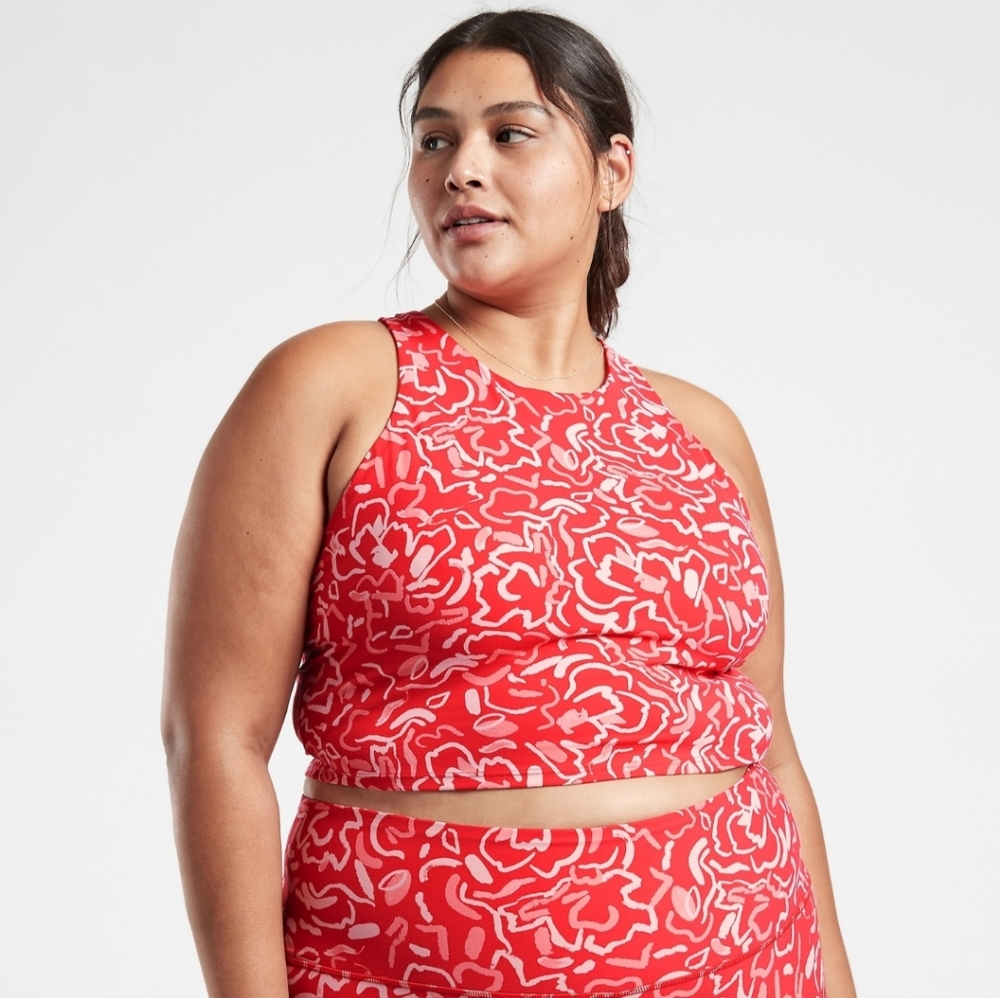 Athleta| Conscious Longline Crop Printed Top D-DD Size 1X